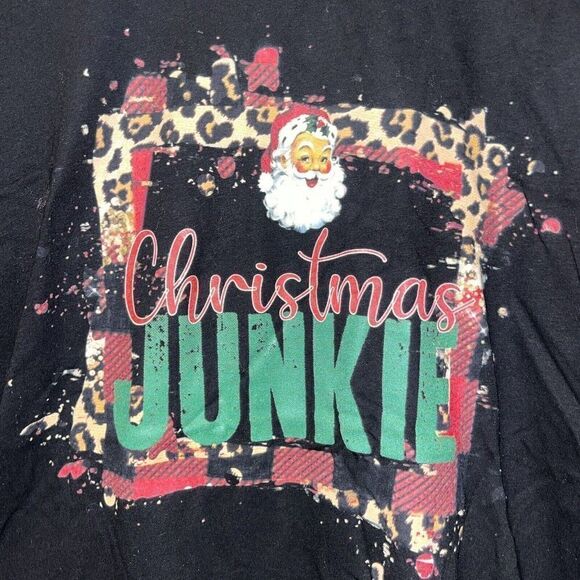 Next Level Apparel T Shirt Wmns M Graphic Christmas Junkie Santa Leopard Festive - Picture 2 of 6